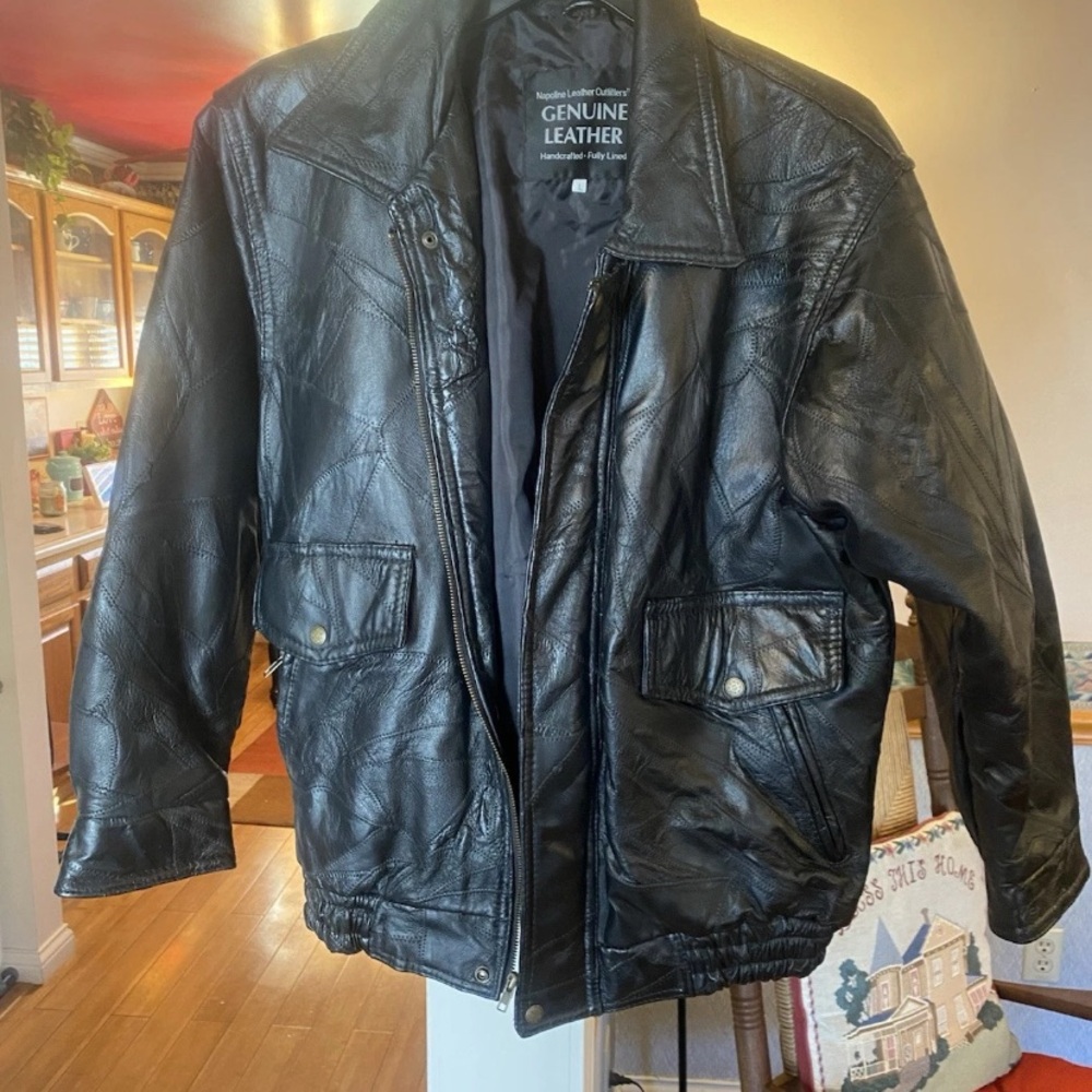 Black Bomber Jacket Genuine Leather Casual Style